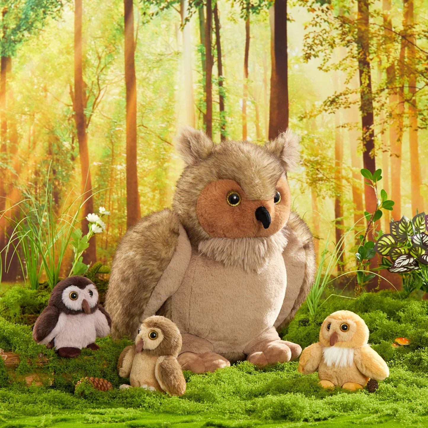 Owl with Babies stuffed animal plush soft toy pillow pals plushie