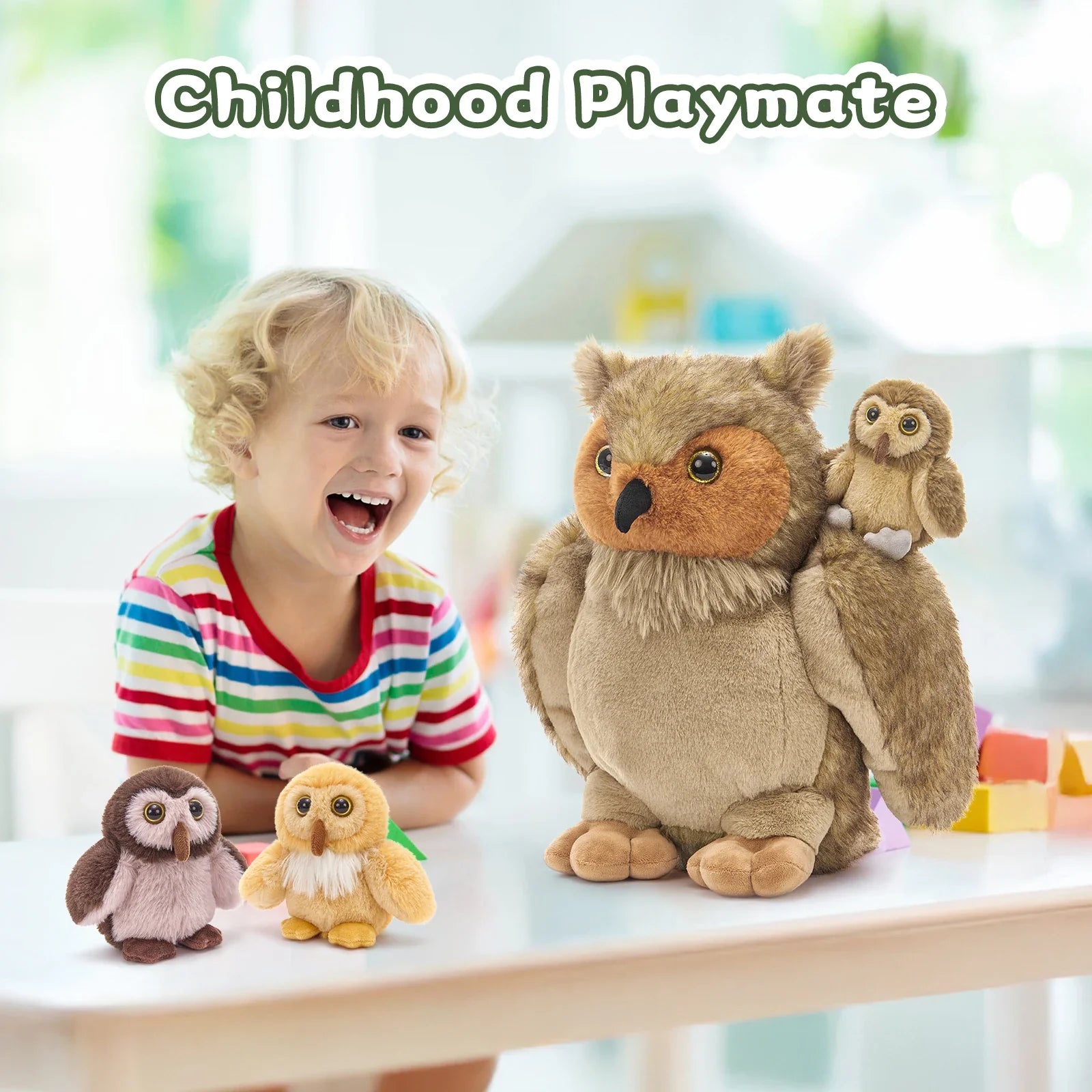 Owl with Babies stuffed animal plush soft toy pillow pals plushie