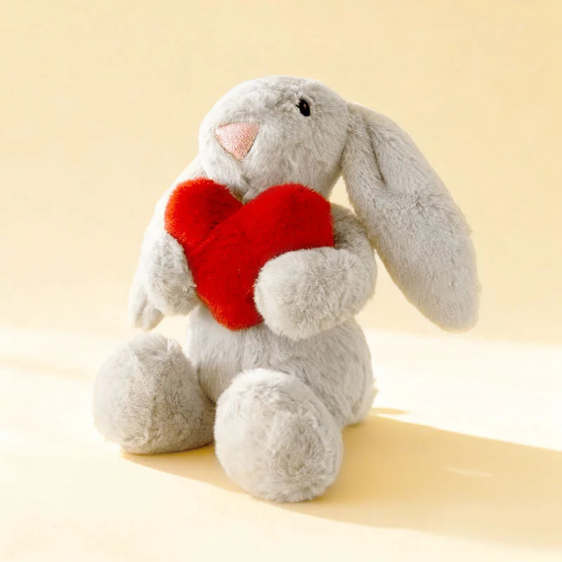 Heart Bunny Plush Grey stuffed animal plush soft toy pillow pals plushie